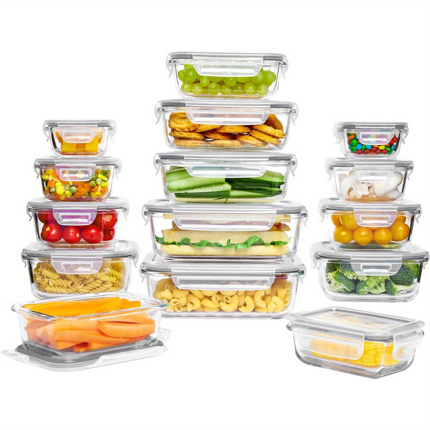 

Vtopmart 15 Pack Glass Food Storage Containers With Lids, Glass Meal Prep Containers, Airtight Glass Bento Boxes With Leak Proof Locking Lids, For Microwave, Oven, Freezer And Dishwasher, Bpa Free