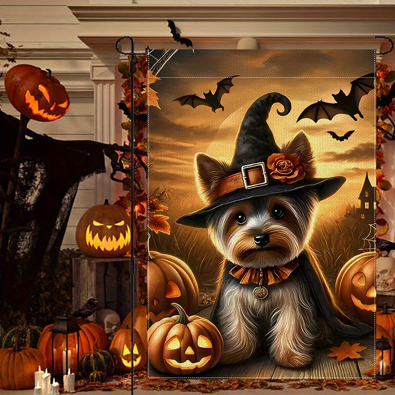 Yorkie & Pumpkins Garden Flag