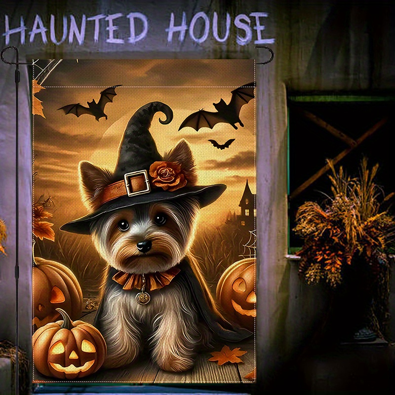 Yorkie & Pumpkins Garden Flag
