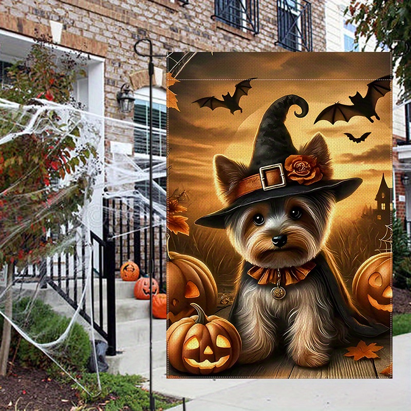 Yorkie & Pumpkins Garden Flag
