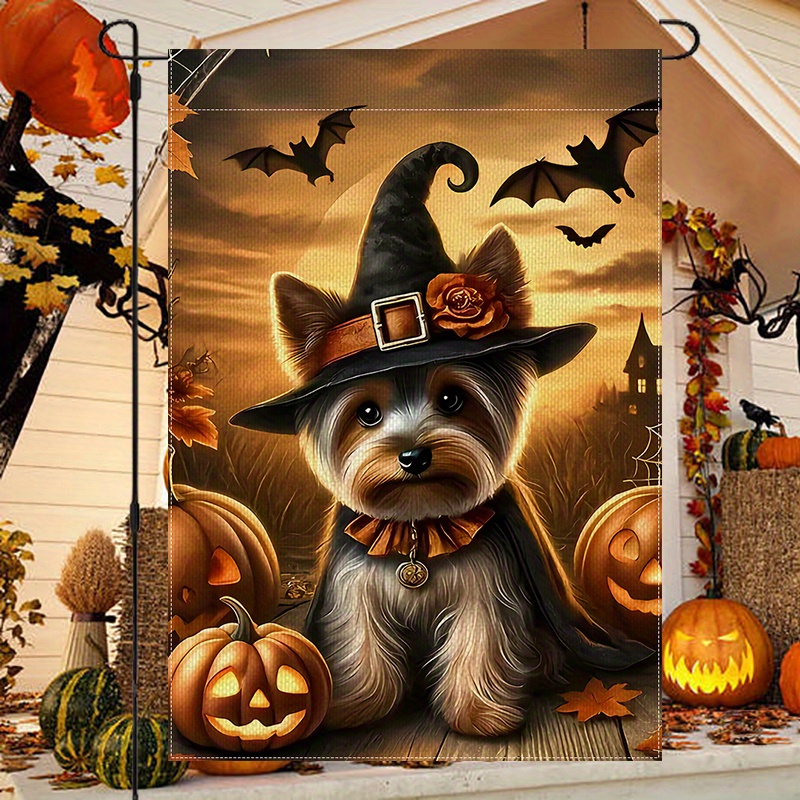 Yorkie & Pumpkins Garden Flag