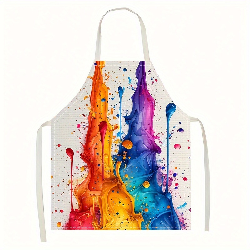 

Colorful Ink Art Kitchen Apron: Vibrant 21.65" X 26.77" Printed Apron For Home Cooking - 55cm/21.65in X 68cm/26.77in