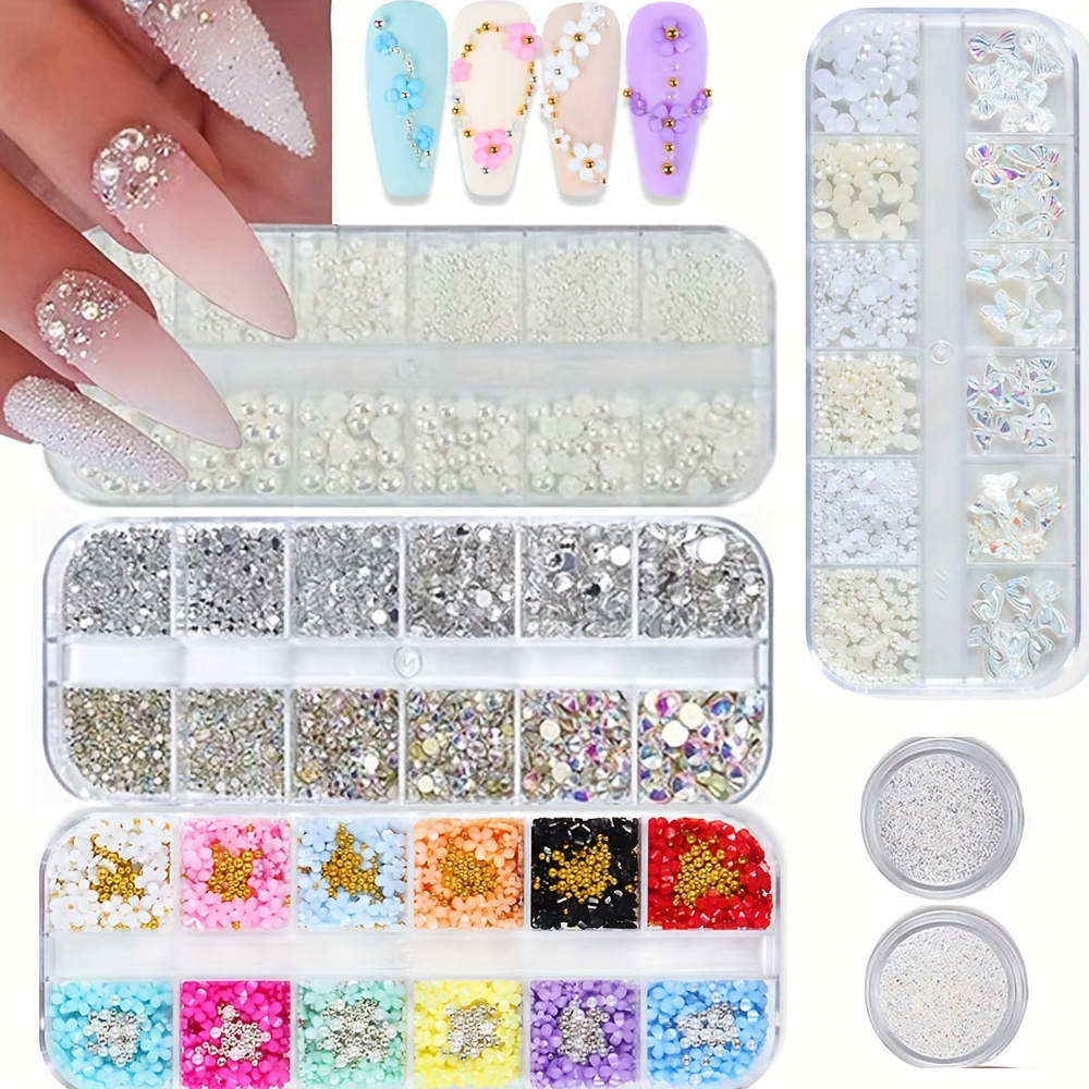 

Nail Charms Nail Rhinestones And Pearls Crystals Nail Gems And Rhinestones For Nails Nail Jewels For Nail Art Rhinestones Kit, 3d Pearl Nail Charms Wax Pencil For Rhinestones