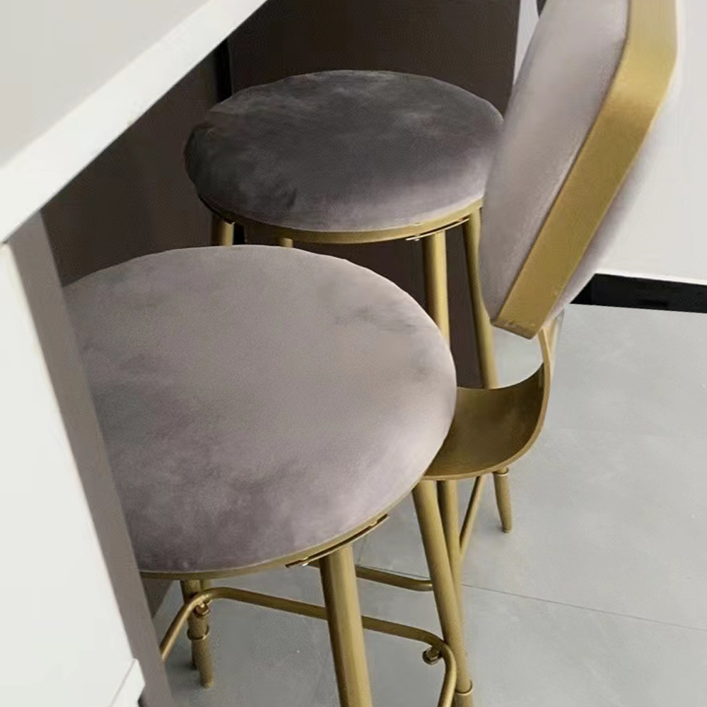 vintage style   stool with backrest and footrest metal frame padded seat for kitchen counter dining room or home bar details 9