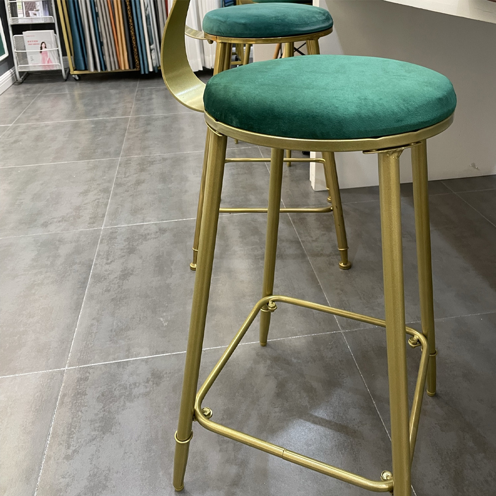 vintage style   stool with backrest and footrest metal frame padded seat for kitchen counter dining room or home bar details 12