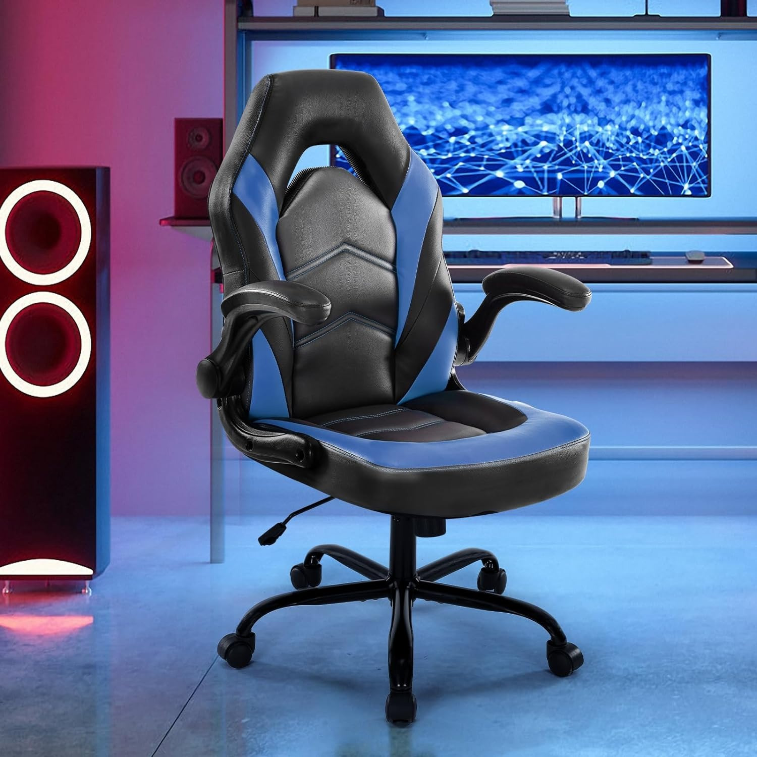 

Olxis Home Office Computer Gaming Home Office Chair Ergonomic Large Tall Desk With Leather Lumbar Support, Height Adjustable High Back Video Gaming With Flip Up Armrests For Adults And Teens