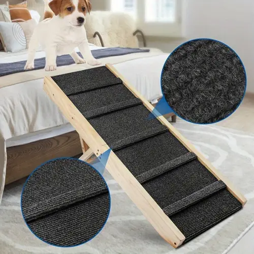 adjustable wooden folding pet dog ramps bed and couch ladder steps for easy cat and dog climbing
