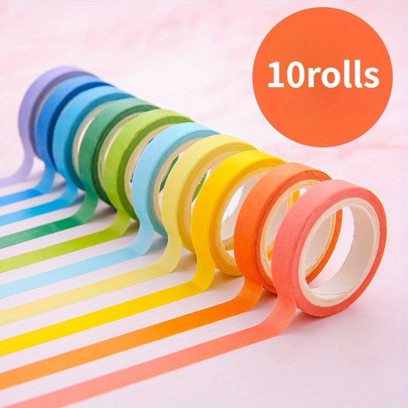 

10rolls Macaron-colored Stationery Tape And Transparent Notes For Students, Waterproof, Diy Decoration