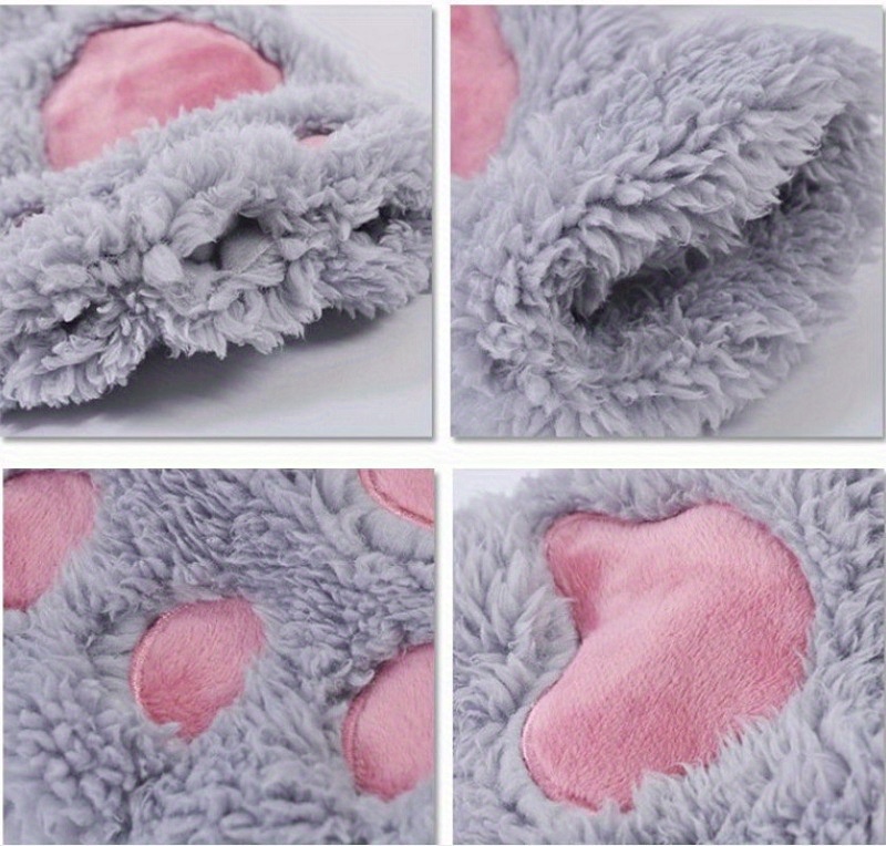 Trendy, Cozy Cartoon Cat Paw Gloves, Thick Plush Half-Finger Design for Warmth & Style, Perfect for Parties details 9