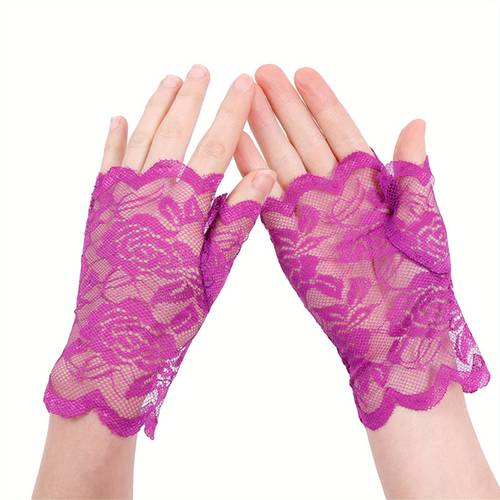 womens protection fingerless driving gloves breathable lace design with floral pattern sunblock acrylic material for outdoor sports summer casual wear machine washable
