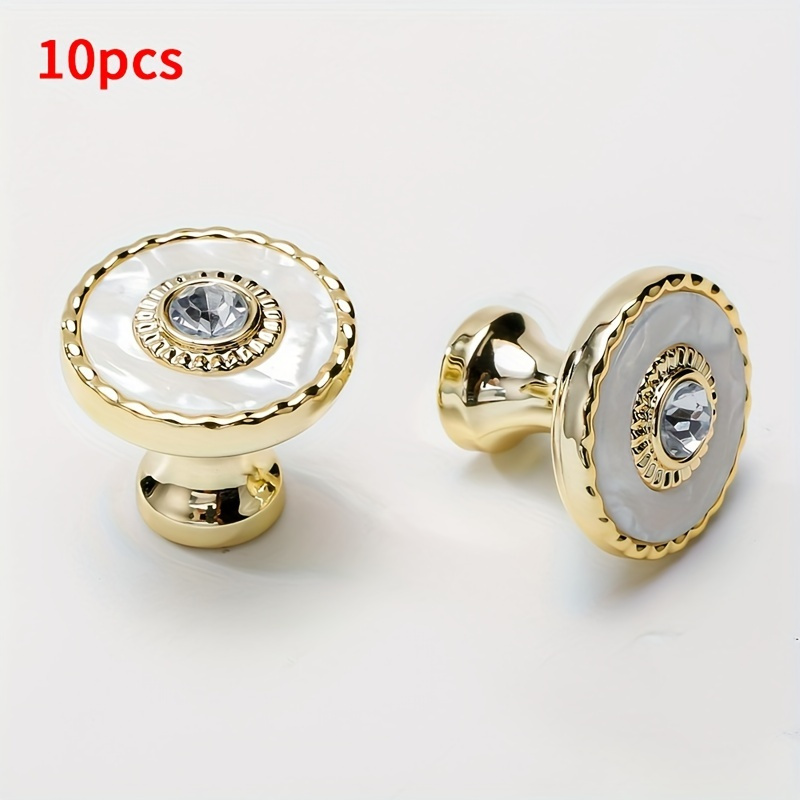 E-shop 10 Stück Kristall-Schrankknöpfe mit Poliertem Metallfinish - Luxuriöse Moderne Bar-Stil Griffleisten für Schränke mit Schlüssel und Schloss