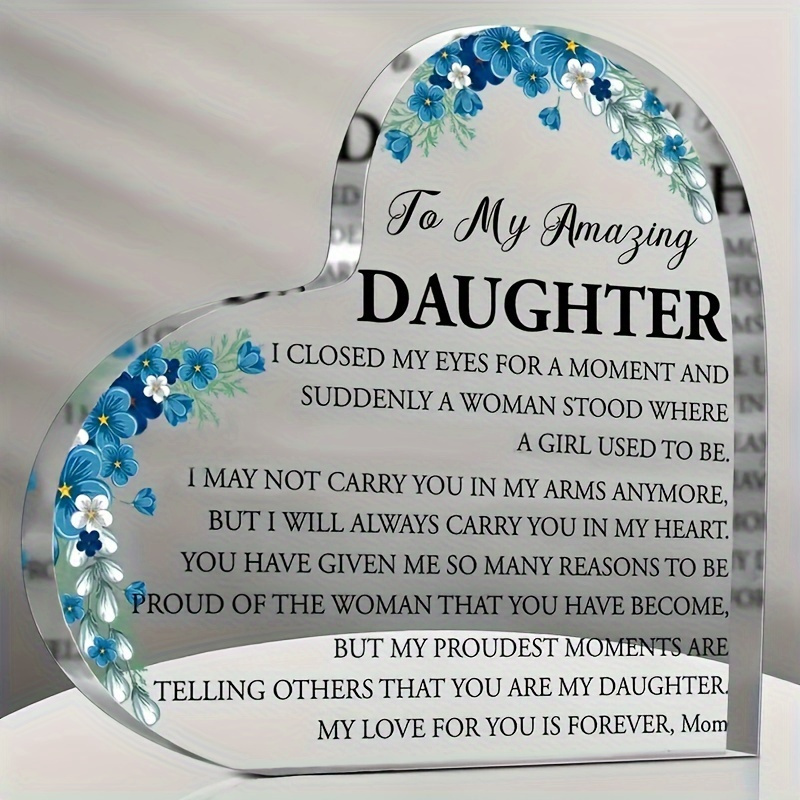 

Heart-shaped Acrylic Plaque With - Perfect Gift For Daughter From Mom, Ideal For Graduation, Birthday, Wedding, Christmas & New Year