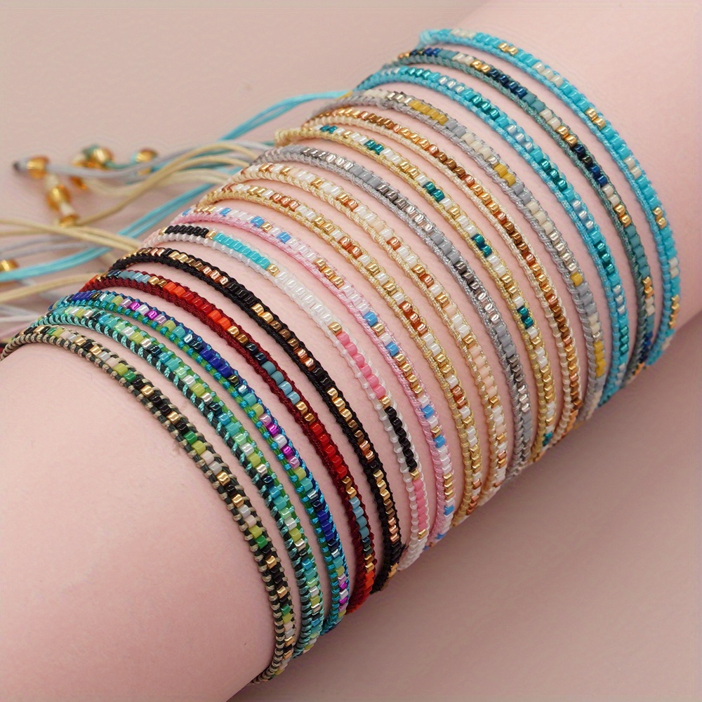 Adjustable Friendship Bracelet with Colorful Mini Beads