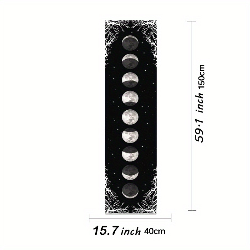 Moon Phase Tapestry Wall Hanging Black And White Celestial Mural_voghion.com
