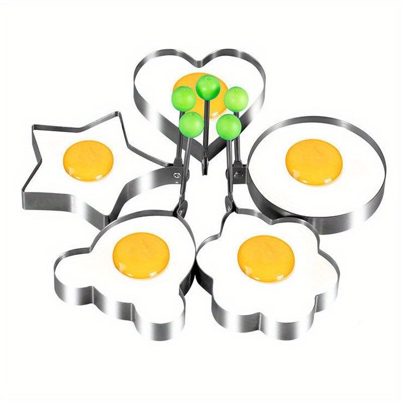 5 piece stainless steel egg pancake molds versatile non electric shapers for creative   prep details 7