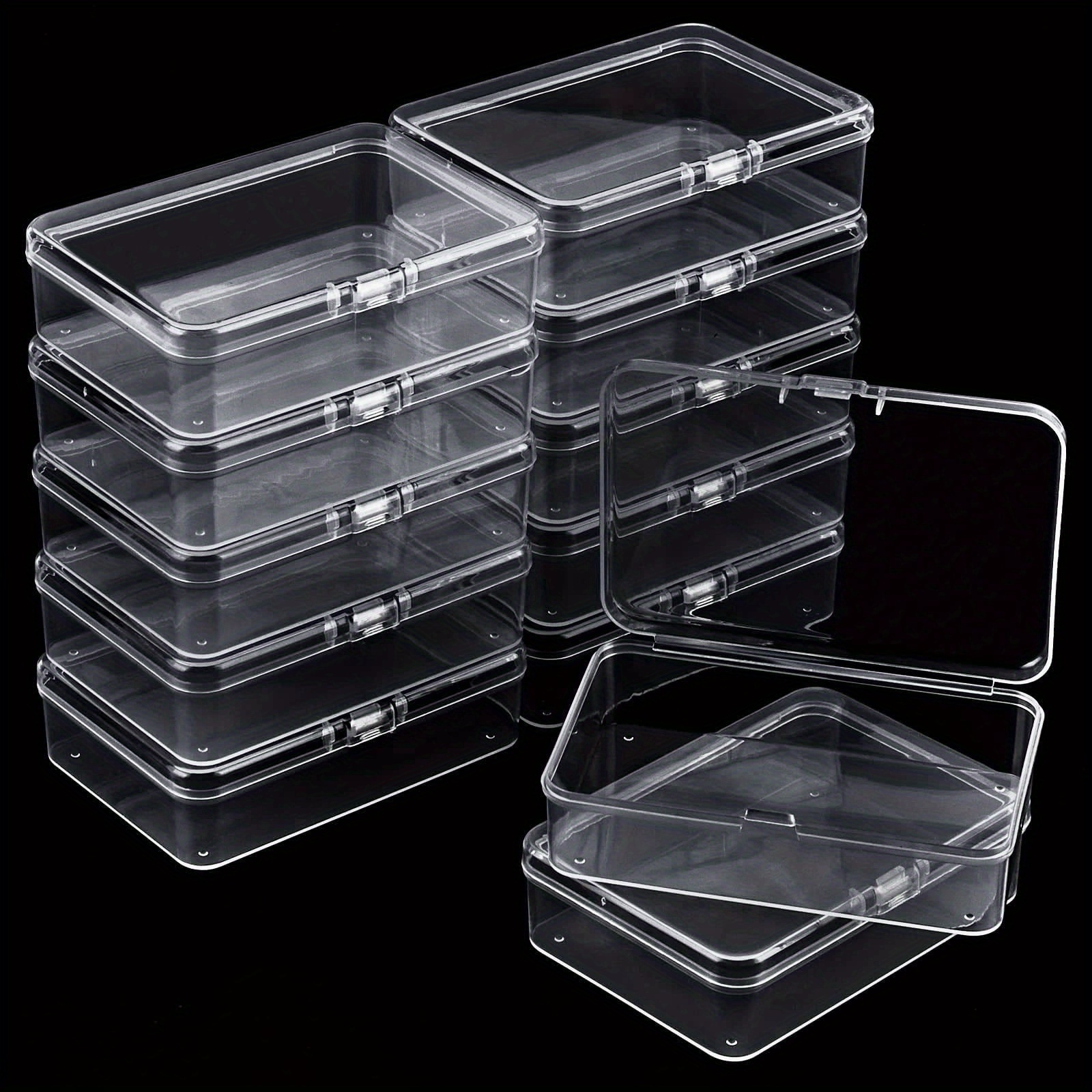 

12pcs Clear Plastic Storage Containers With Hinged - Diy Crafts, Jewelry, Beads & Small Accessories