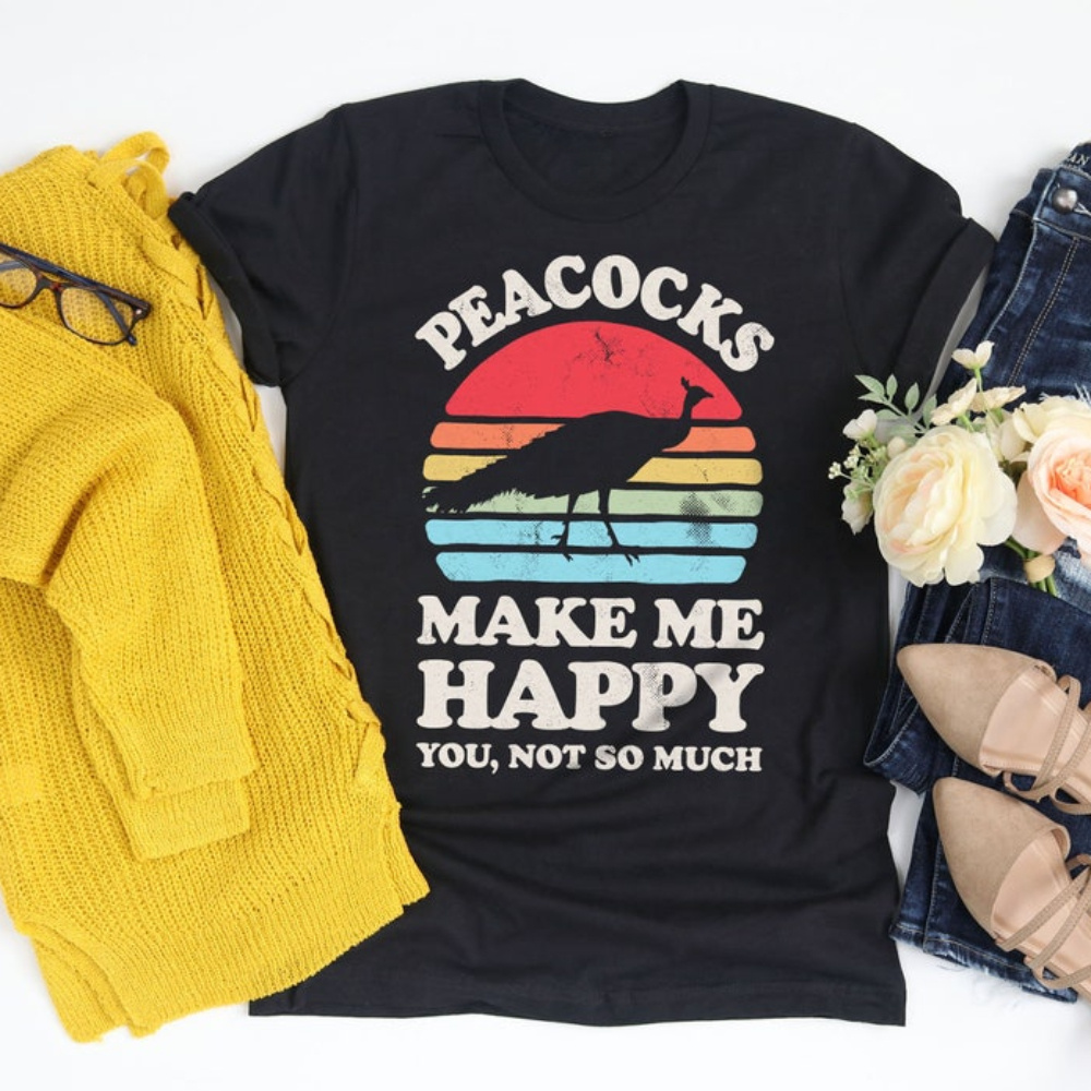 

Make Me Happy Sunset Shirt/ Peacock Shirt/ / Gift For / Peacock Design Retro Vintage Tank Top Hoodie