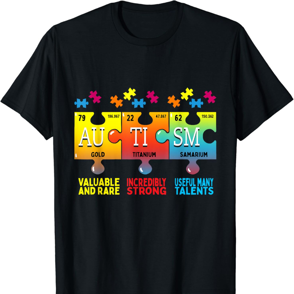 

Black Autism Awareness Puzzle T-shirt - Classic Fit, Short Sleeve, Cotton & Polyester Blend