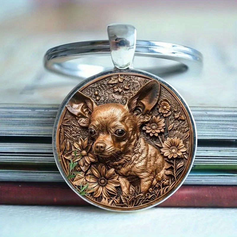 

Vintage Chihuahua Keychain - Zinc Alloy, Fashionable Accessory For Dog Lovers, Ideal Gift For Family & Friends, Retro, Holiday Gift