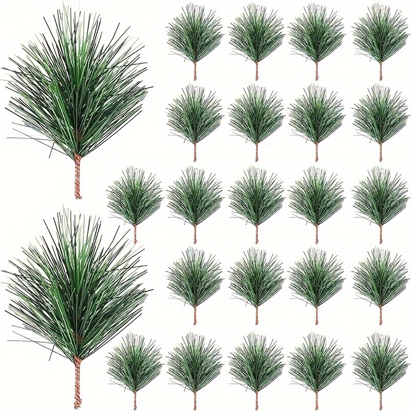 

24-pack Pvc Artificial Pine Needles, Greenery Twigs For Floral Arrangements, Christmas Wreath And Holiday Decor Crafts