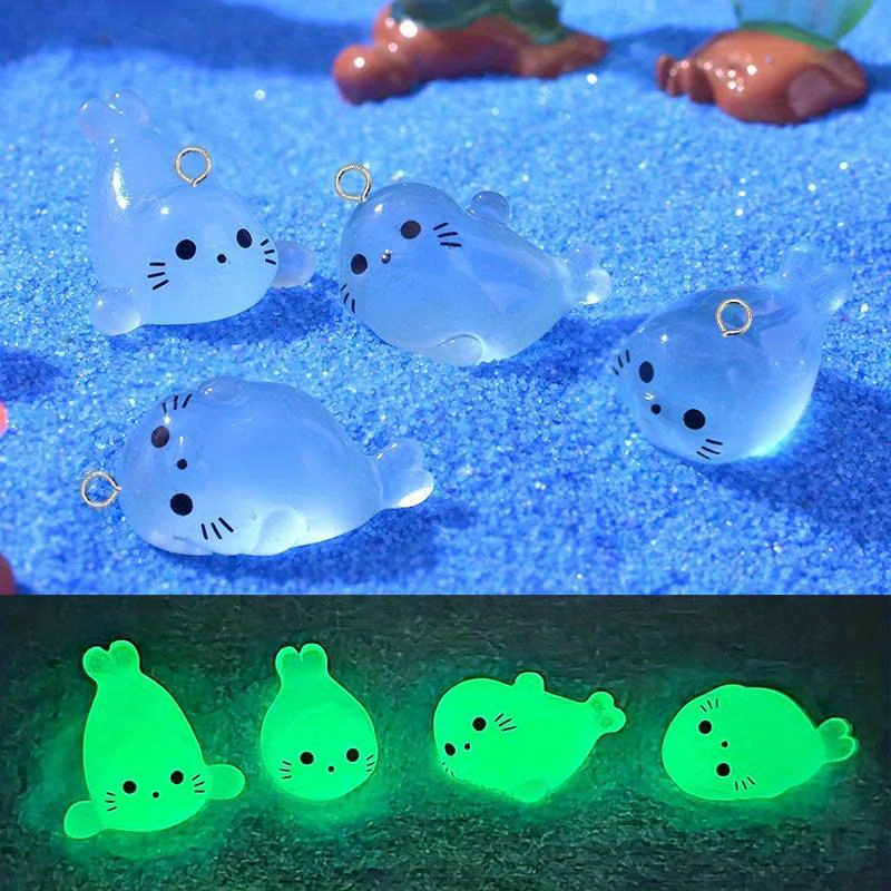 

8pcs/lot Kawaii Mini Seal Pup Resin Charms Lovely Marine Animal Pendant For Earring Bracelet Making