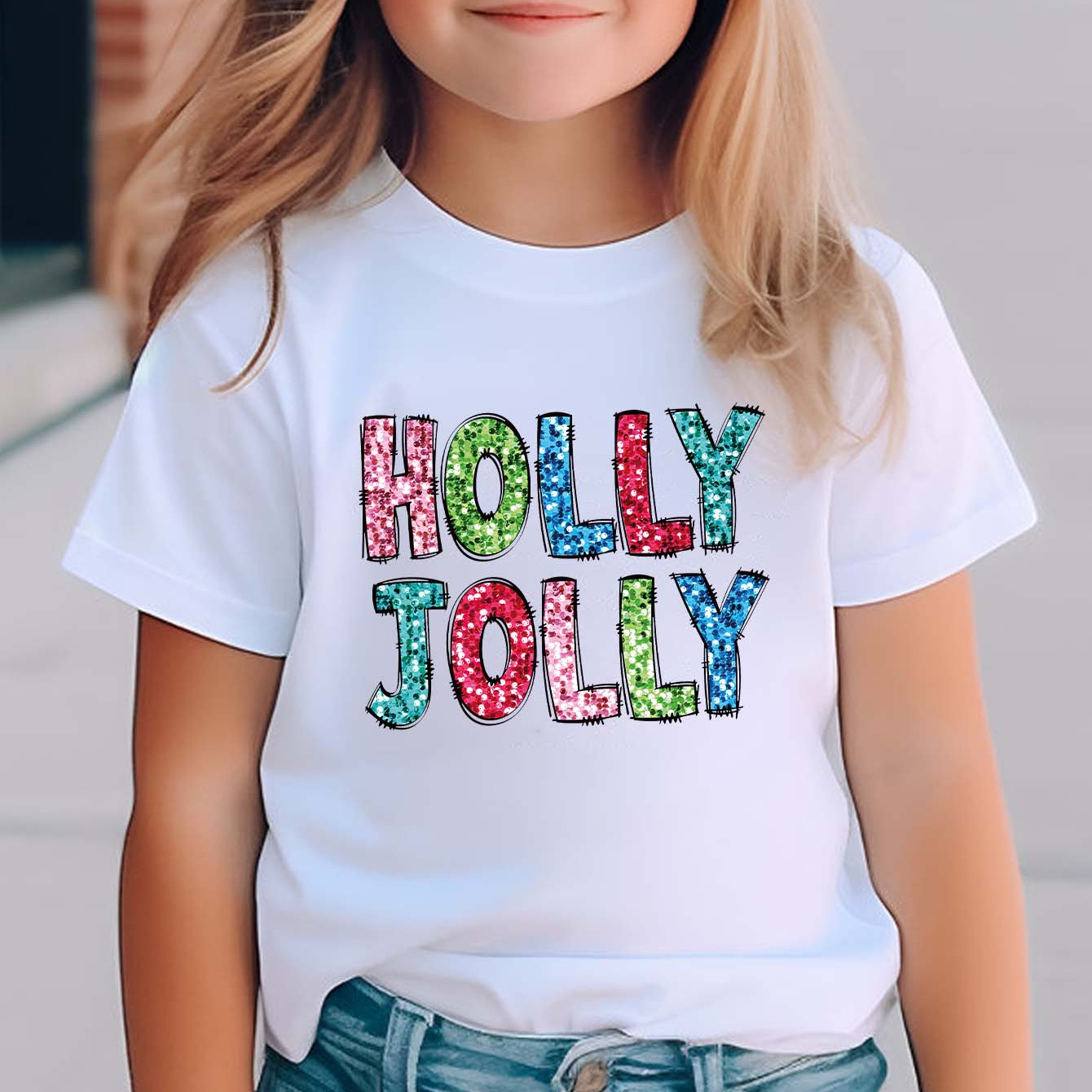 

Christmas" Girls' Cute Cotton T-shirt - Casual Round Neck, Short Sleeve Top For Summer