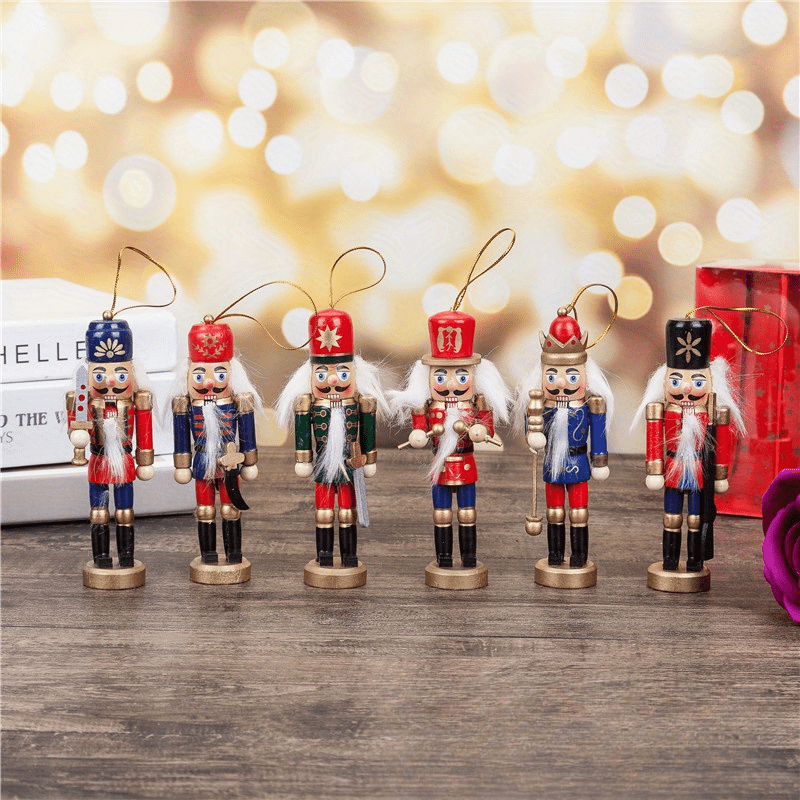 TEMU Festive Christmas Nutcracker Puppet Soldiers: Merry Christmas Decorations For Home - No Electricity Required, Hangable, Handcrafted Wooden Ornaments