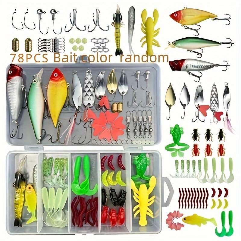 

A Set Of 78/122pcs Fishing Lure Tackle Set: Premium Crankbaits, , Sequined Spinners, Baits, Hooks, Sinkers, Swivels, & Essential Accessories For Bass, Catfish, Muskellunge, , & Trout Angling