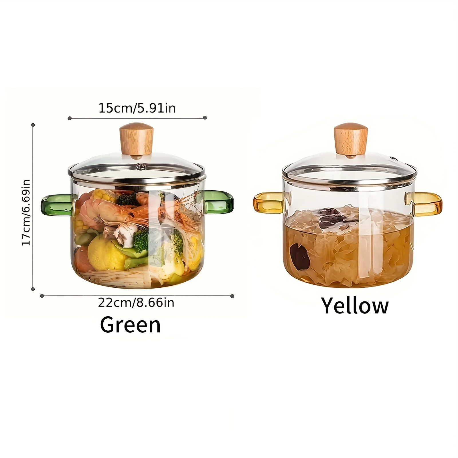 

Borosilicate Glass Cooking Pot With Lid, Heat-resistant, For Soup, Milk, Baby Food, Pasta - Easy Grip Handles, Kitchen And Dining Essentials, 5.91in Pot