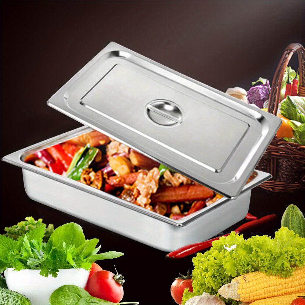 

4 Pack Pans Steam Table Pan With Lid Food Pan Commercial Hotel Stainless Steel