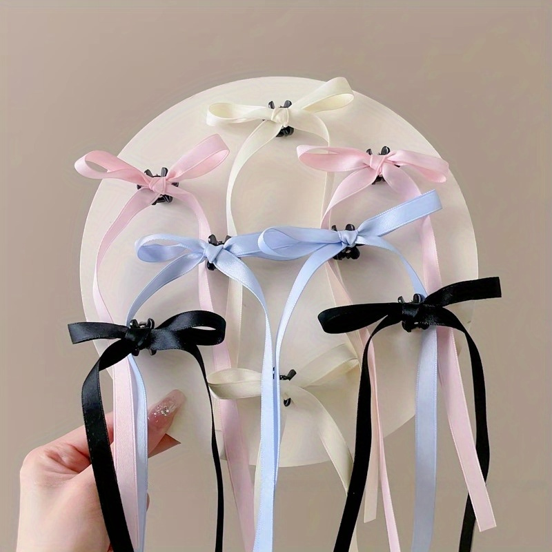 

8-piece Bow Ribbon Hair Clips: Ballet-inspired, Double Ponytail Accessories, Suitable For