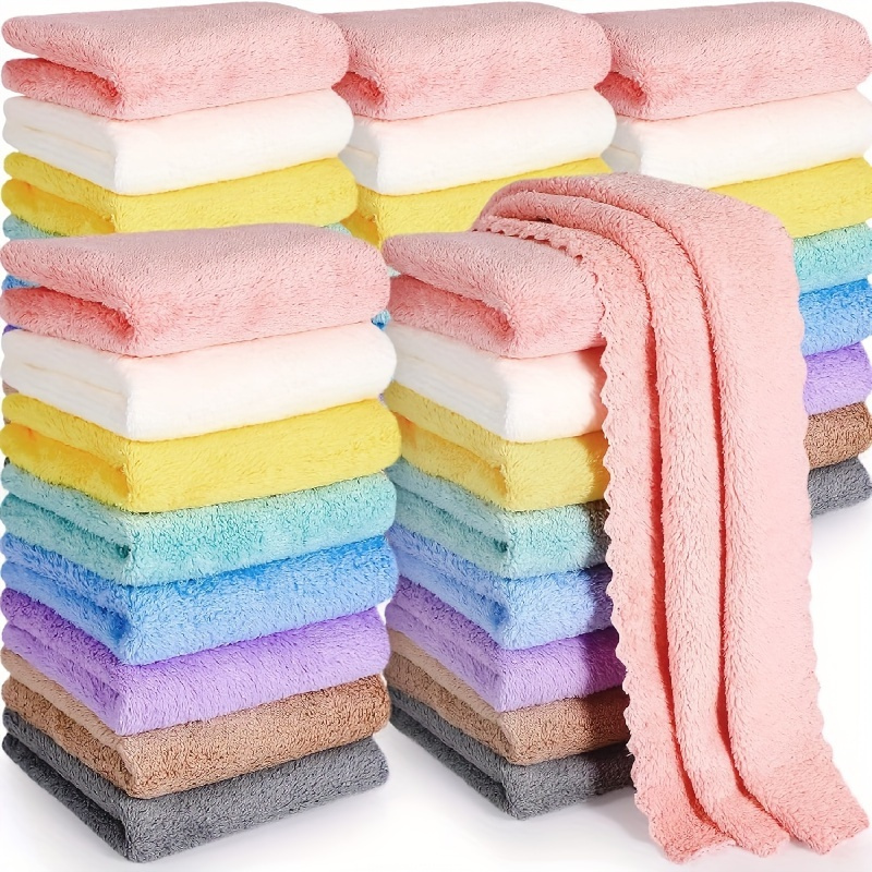 

10pcs Solid Color Washcloth, Household Plain Handkerchiefs, Small Square Towel, Soft Absorbent Towel For Home Bathroom, Bathroom Supplies, 9.8*9.8in