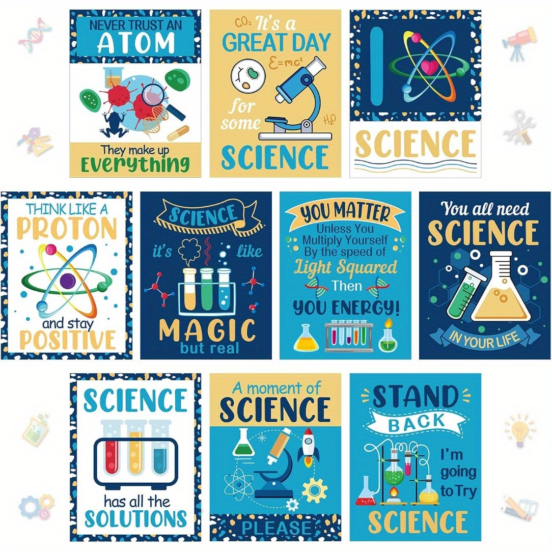 TEMU 10pcs Science Classroom Decoration Science Banner And Poster For Teachers Scientist Bulletin Board Set Science Posters Cutout For Elementary