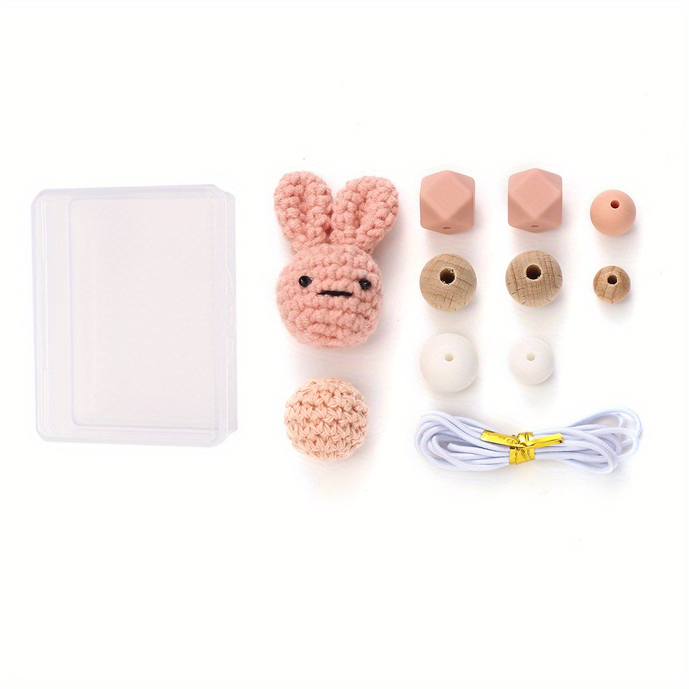 11pcs/set Handmade Crochet Rabbit Head Combination Pack Bag Pendant Making Beads