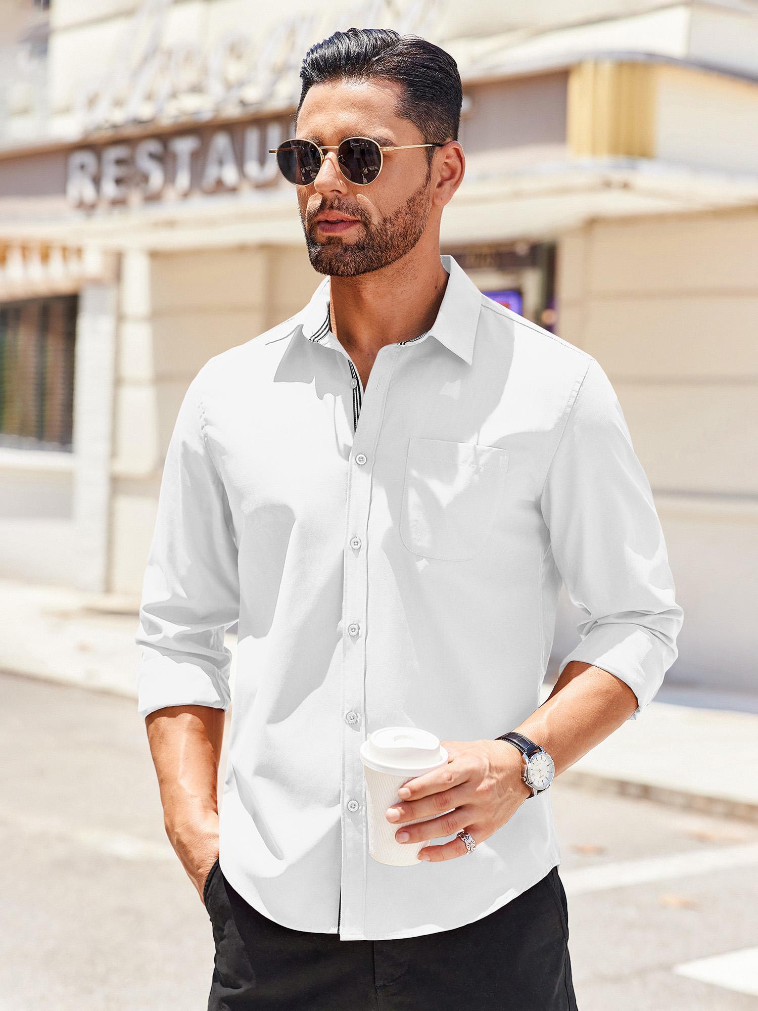 *'S Long Sleeve Casual Button Shirts Shirts for Regular Fit Dress Shirt