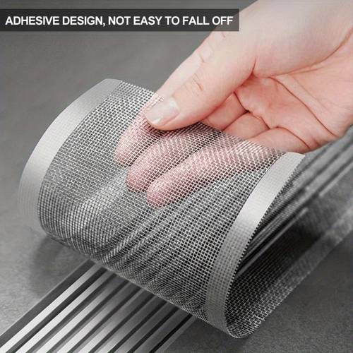 item picture 10m cuttable shower drain hair catcher self floor drain stickers disposable mesh bathroom kitchen sink hair filter
