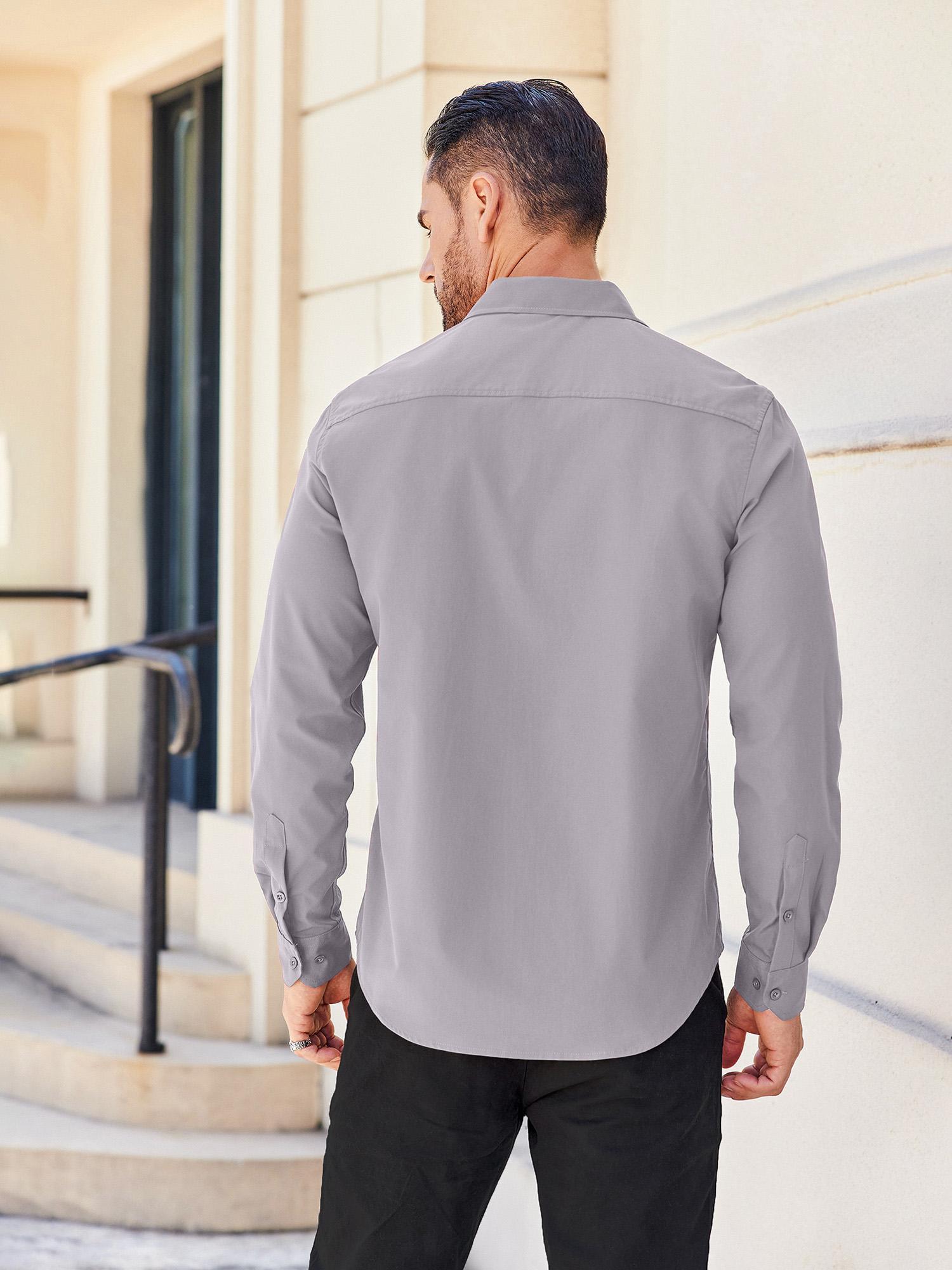 white christmas dresses Hisdern Men's Grey Dress Shirt with Contrast Collar for Casual XL main image 1