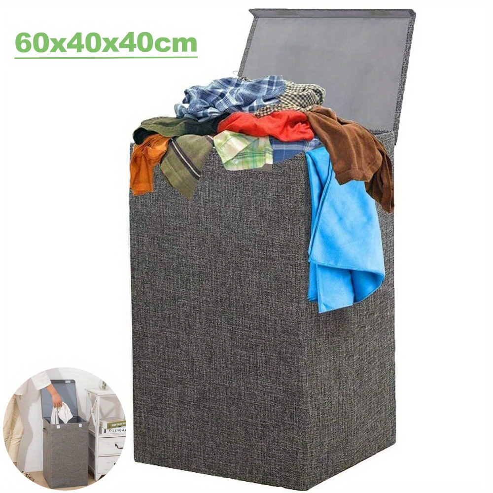 

1pcs Laundry Basket With Lid, 100l Large Laundry Basket With Handle & Lid, Foldable Dirty Clothes Storage Basket For Clothing Toy Towel, Large Folding Laundry Hamper For Bedroom, Dorm, Laundry Room