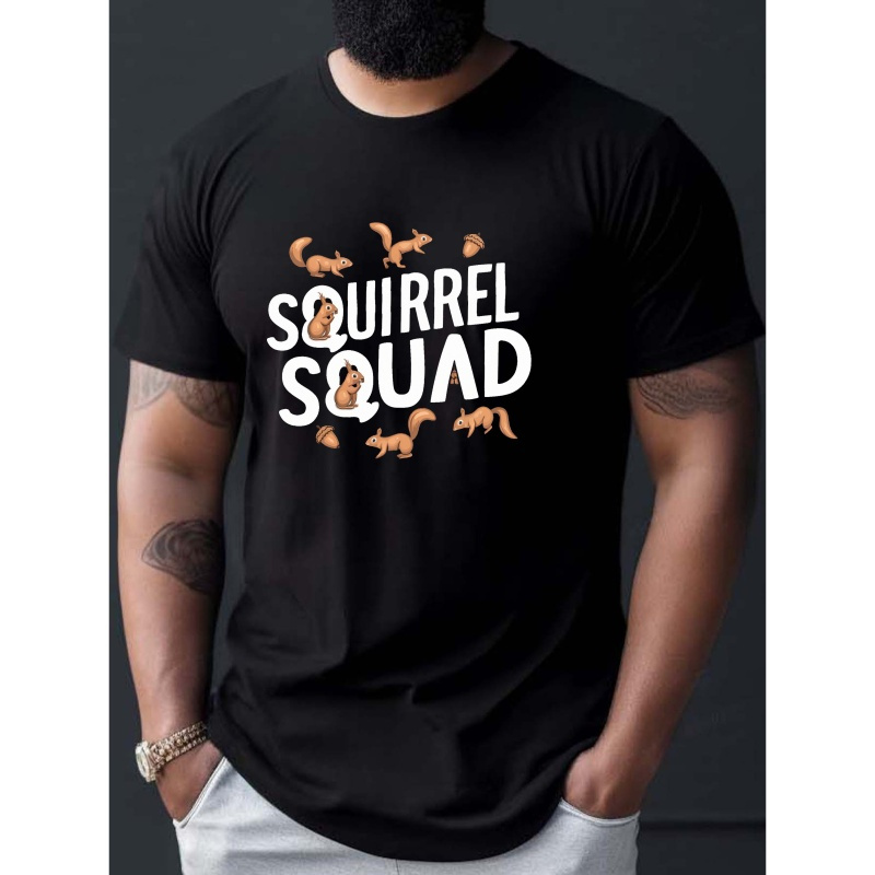 

Squirrel Squad Print Slim Fit Short-sleeve, Simple T-shirt For Summer, Men's Round Neck Short-sleeve T-shirt, Casual T-shirt, Casual Comfortable Top