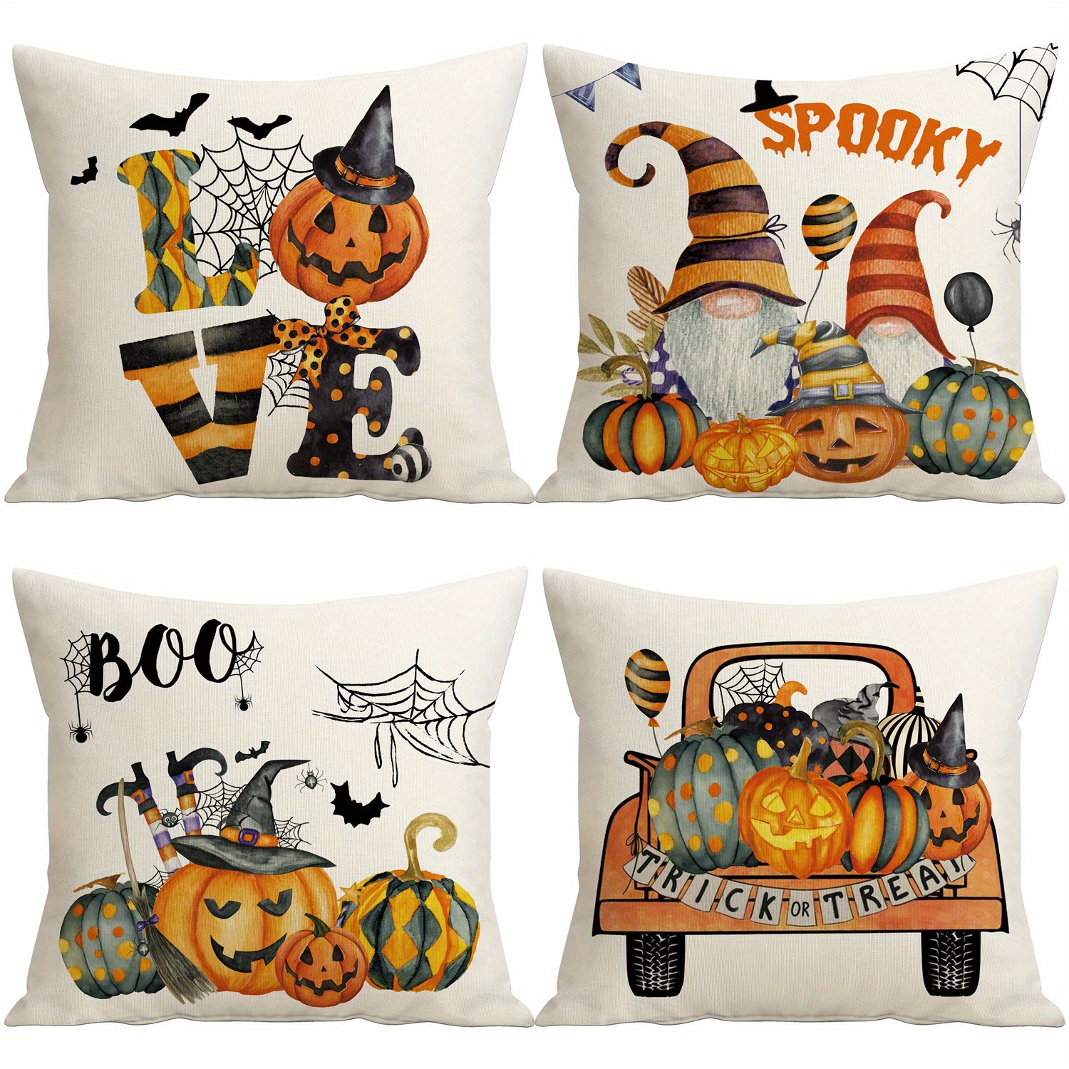 

4pcs Halloween 18x18 - & , For Sofa And , Zip ,