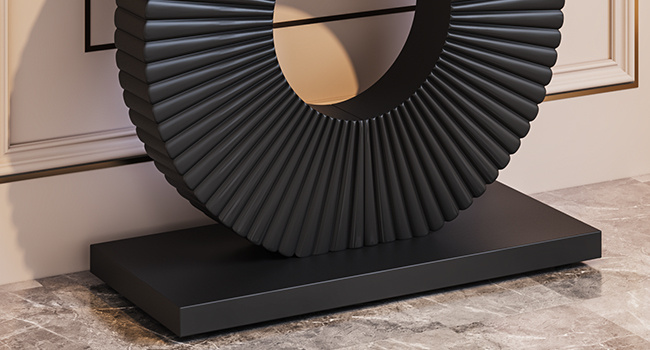 [Modern Sofa Table] 40 Inch Modern Wooden Sofa Entrance Table with Geometric Base, Narrow and Long, for Living Room, Entrance, and Hallway