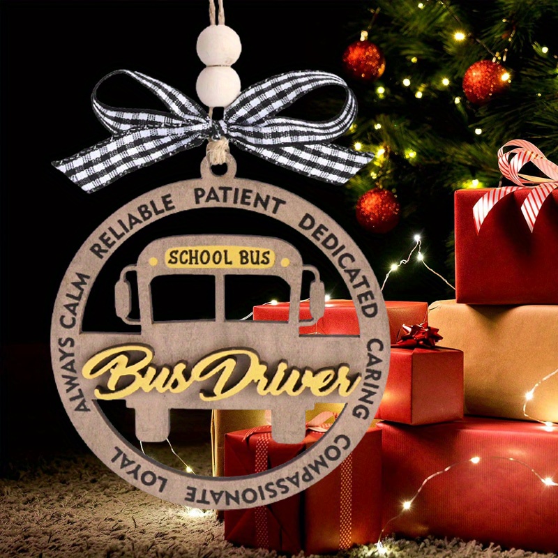 

Wooden Appreciation Hanging Ornament - Two-layer Engraved Design With Decorative Bow, Ideal Gift For Reliable, Patient, And Dedicated Drivers