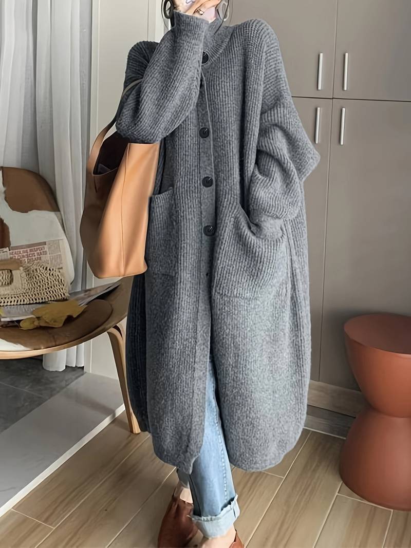Cardigan Long Femme En Tricot épais – Coupe Ample, Manches Longues, Confortable Et Chaud – Parfait Pour L’automne/hiver, Style Décontracté Ou élégant