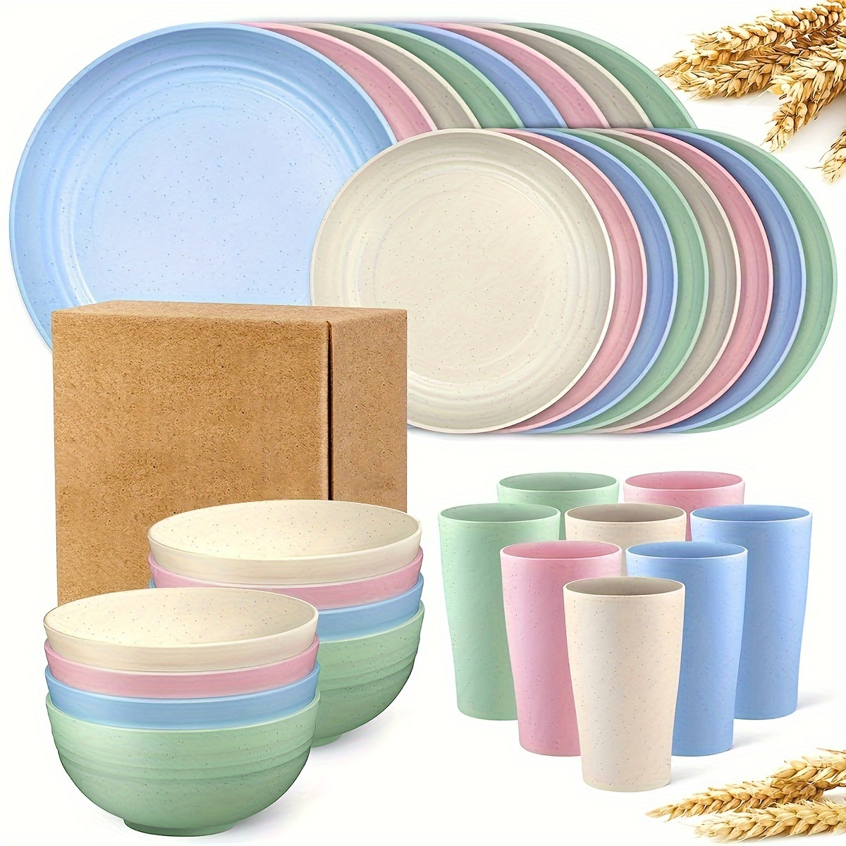 Plastic Dinnerware Dinnerware Walmart 32pcs Wheat Straw Dinnerware