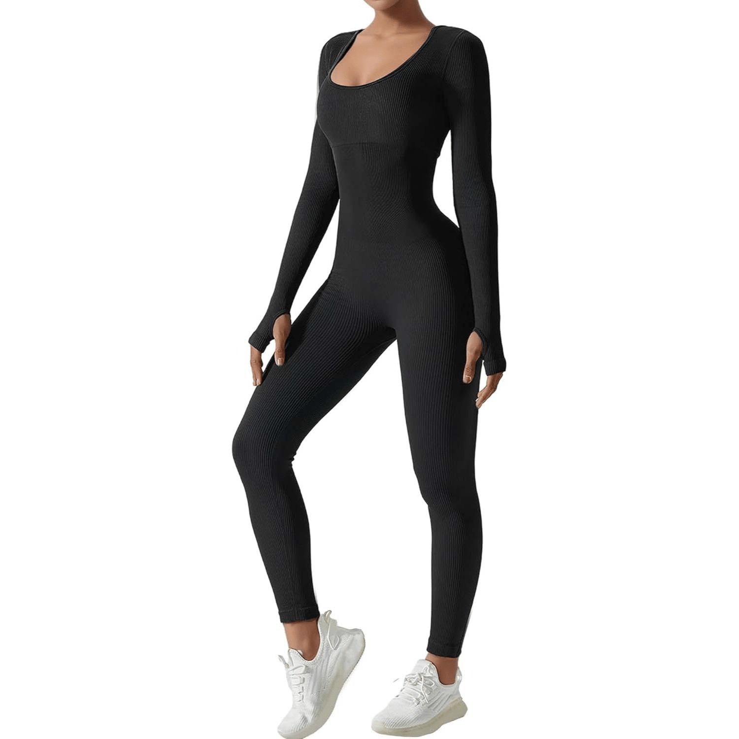 

Women's Jumpsuit Yoga Bodysuit Seamless Long Sleeve Workout Shaping Jumpsuit, High Stretch Comfortable Breathable Yoga Romper