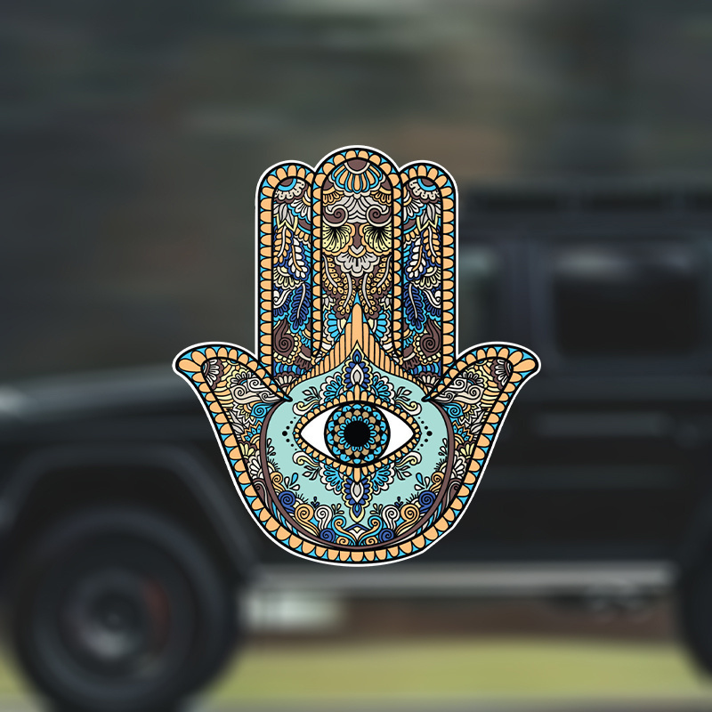 

Hamsa Hand Vinyl Decal Sticker - Decorative Spiritual Symbol, Waterproof Adhesive For Cars, Laptops, And Windows, Single-pack