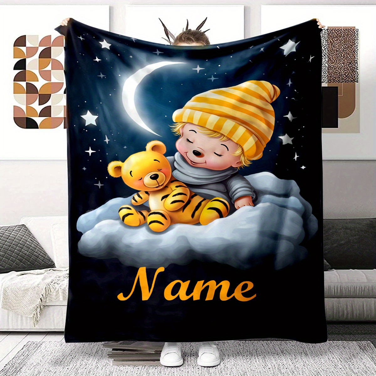 

Personalized Bear Good Night Sofa Blanket - Soft, Warm Flannel With Custom Name Print | Perfect For Cozy Naps & Outdoor Adventures | Ideal Gift For Family & Friends