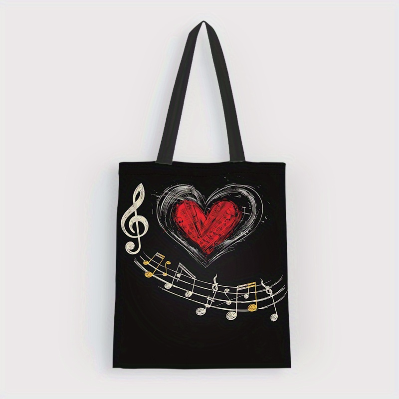 

Music Staff And Heart Canvas Tote Bag: Perfect Gift For Music Lovers And Teachers - Lightweight And Durable