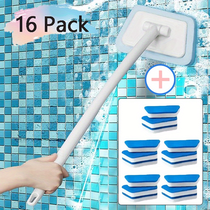 

16 Pack Shower Cleaning Brush Bathtub Brush, Wall Tile Brush Replaceable Heads Window Glass Cleaning Brush, New Detachable Decontamination Floor Brush For Bathtub