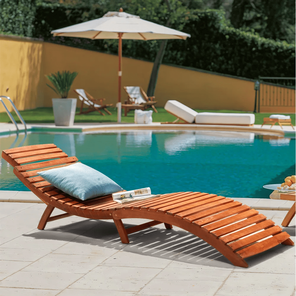 

Patio Chaise Pool Lounge Outdoor Folding Wooden Lounge Chair For Outside Waterproof Lounge Chair